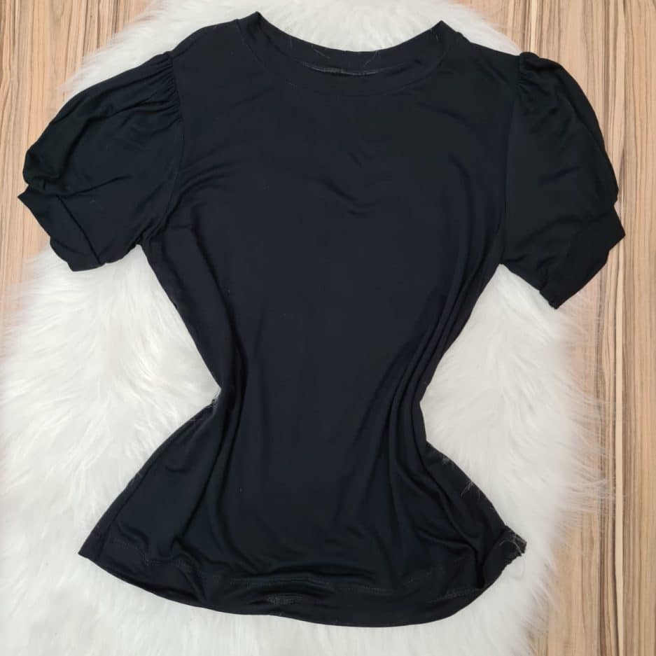 Blusa Podrinha Manga Curta Princesa Preto Veiga Boutique Sua Loja