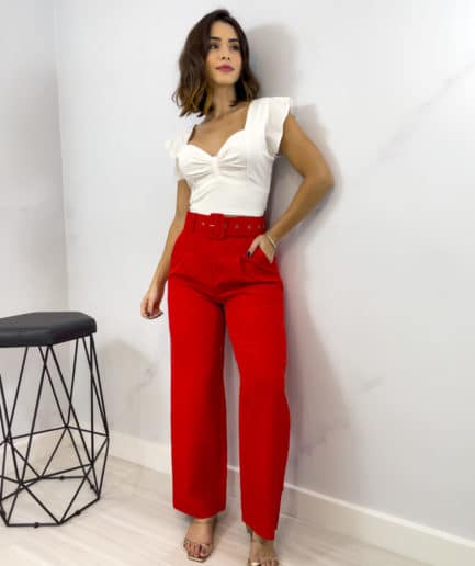 veigaboutique com br calca alfaiataria pantalona cinto ziper vermelho