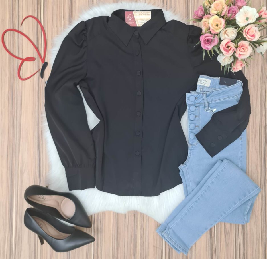 veigaboutique com br camisa preta manga princesa manga longa botoes e punho