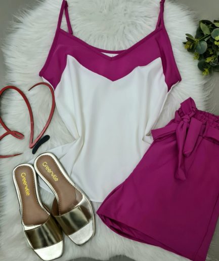 veigaboutique com br conjunto crepe blusashort pink e branco